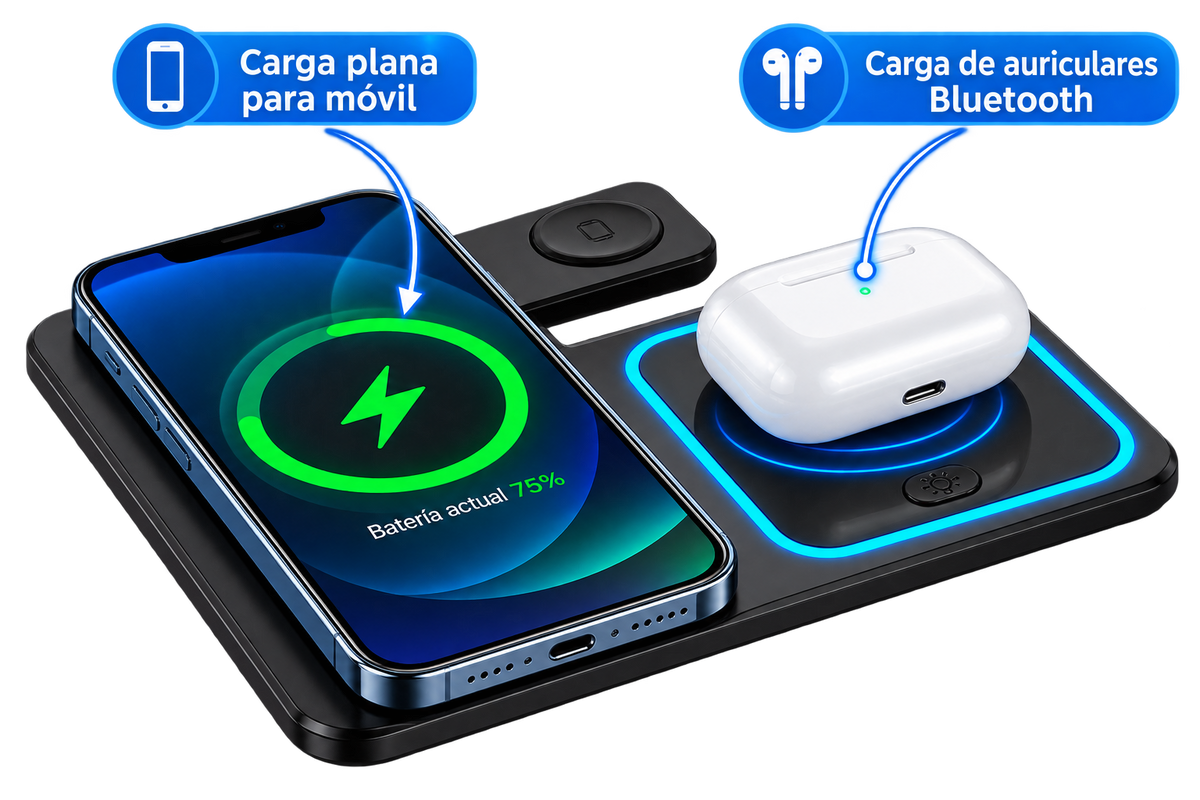 Cargador Inalámbrico Plegable 3 en 1