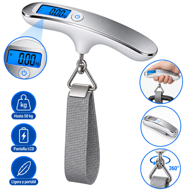 Báscula Digital Portátil para Equipaje (50 kg)