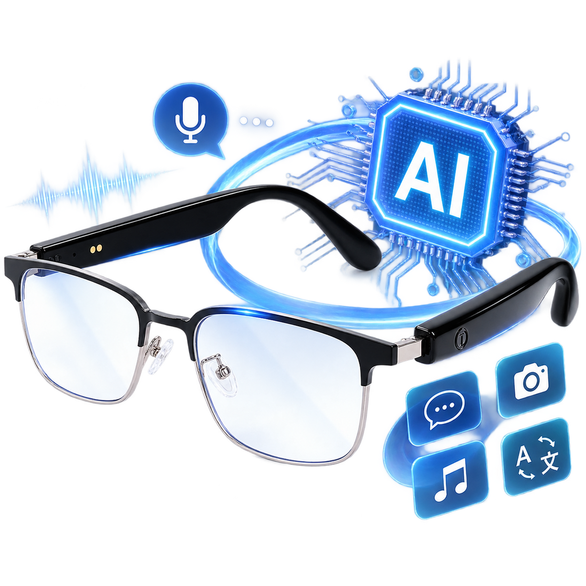 Gafas Inteligentes con Traducción IA y Audio Bluetooth